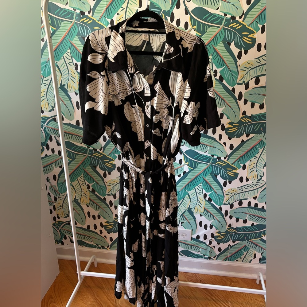 H&M Short-Sleeve Belted Shirt Dress - Size XXL